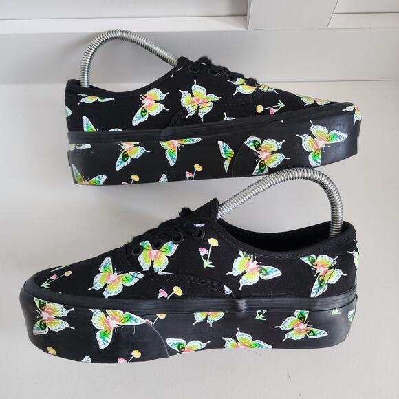VANS Women's Size 7.5 Platform Black Morphe Blackout Butterfly Eye Glow Dark - Picture 5 of 10